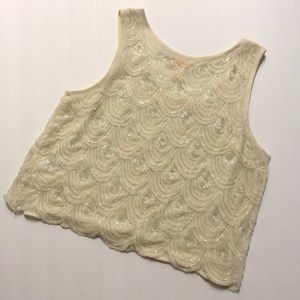 Anthropologie Tops - Anthropologie Lucy & Laurel Cream Beaded Crop Top Anthropologie Tops - Anthropologie Lucy & Laurel Cream Beaded Crop Top